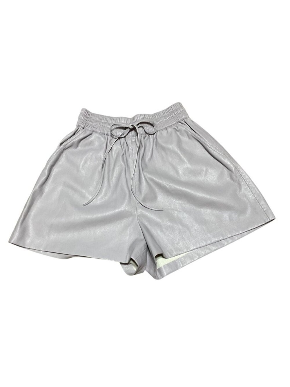 Good American Faux Leather Shorts Size 2 Lilac "Better Than Leather Drawstring"
